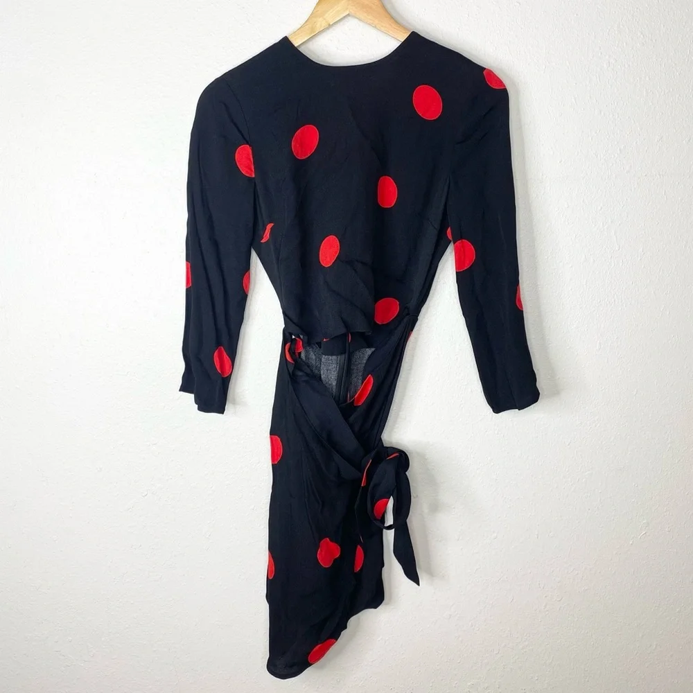 Reformation Black/Red Polka Dot Janae Dress 0 - Picture 4 of 9